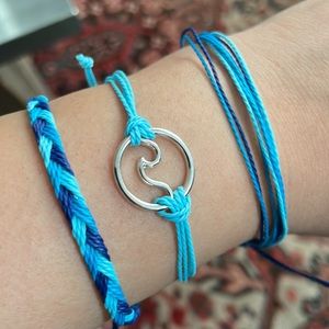 Handmade Wave Braided Charm Bracelet or Anklet - Set of 3
